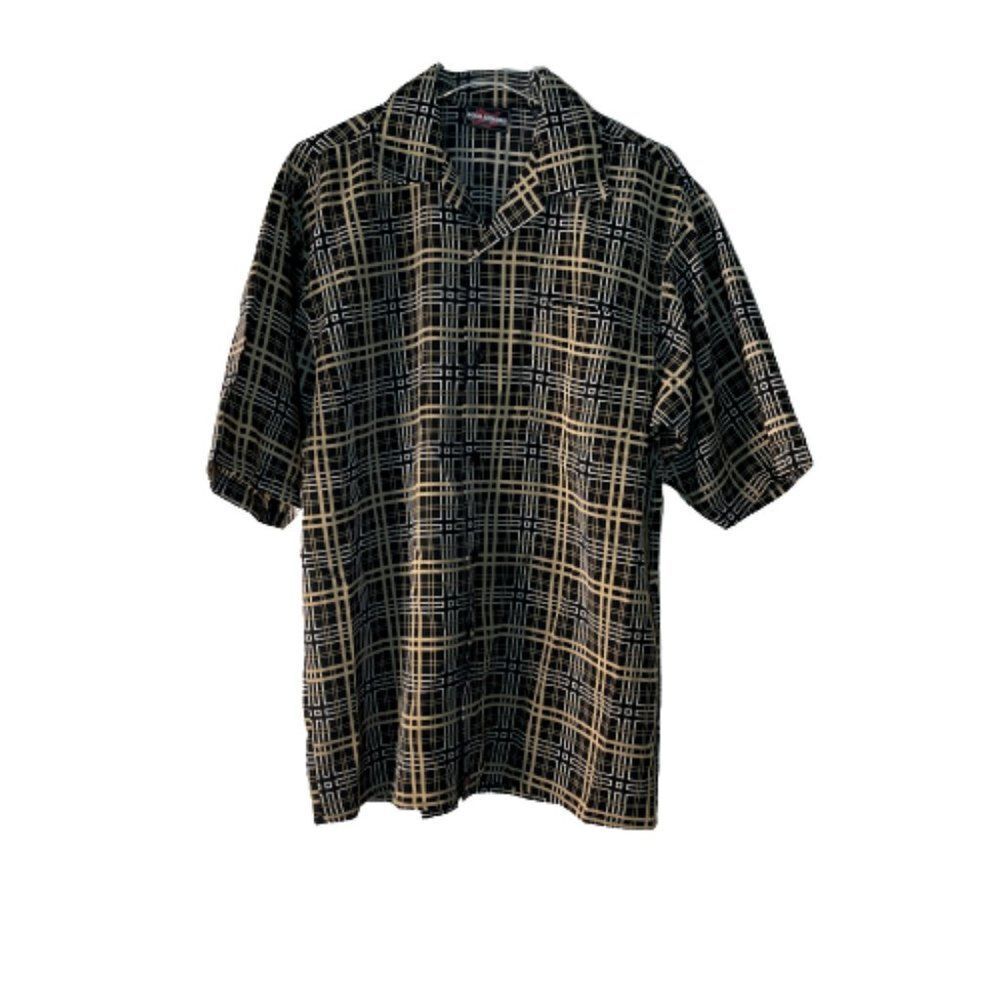 Solo Semore Mens Retro Vintage Inspired Plaid Shirt Black Tan M Medium